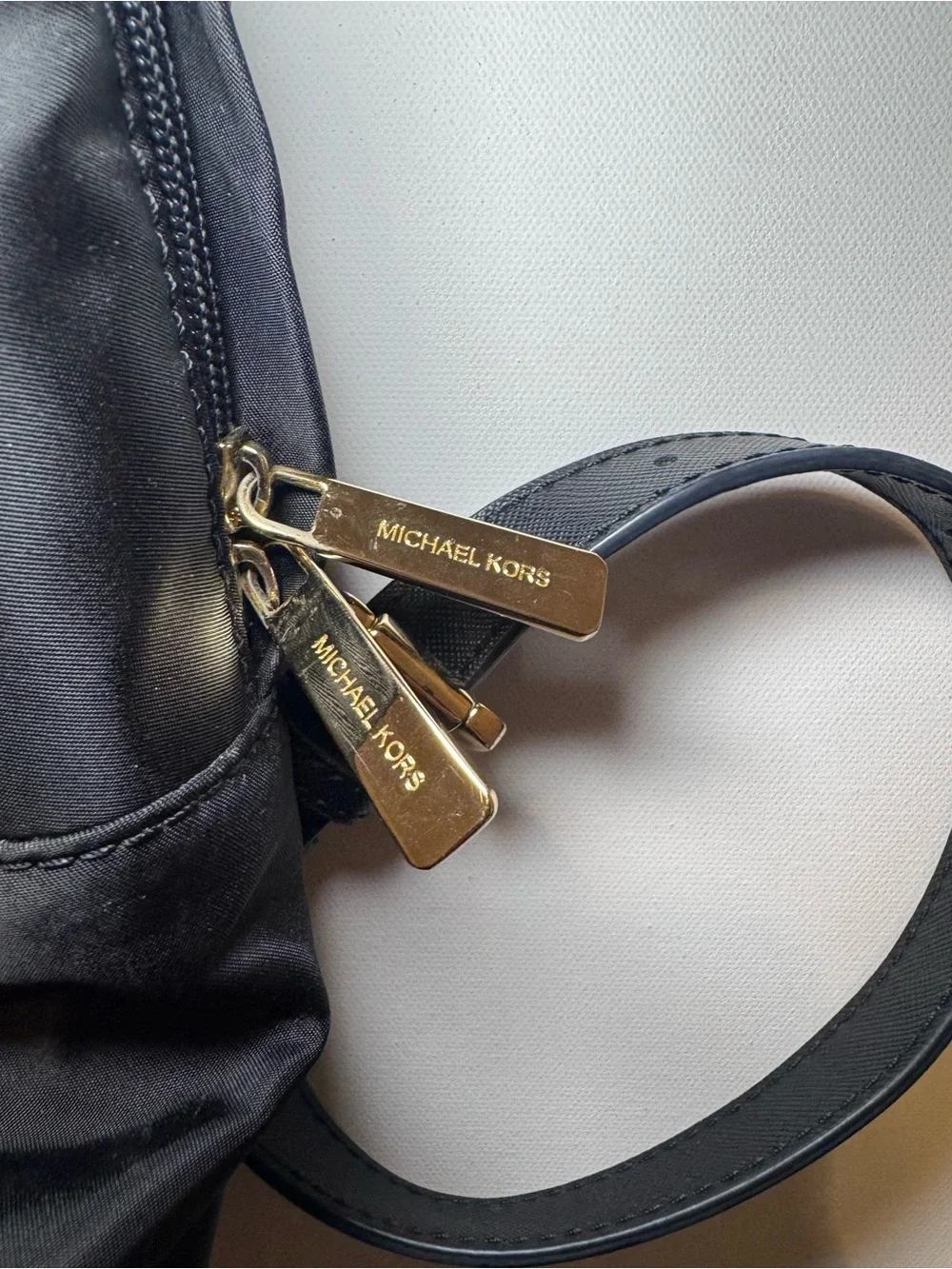 Michael Kors Black Nylon Mini Backpack with Gold Hardware